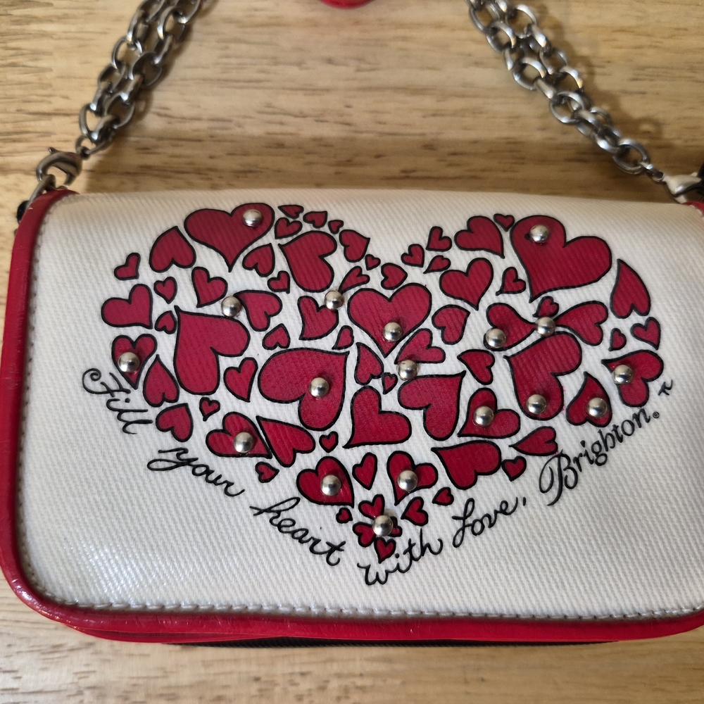 Brighton Red and Cream Heart Clutch - Picture 2 of 10